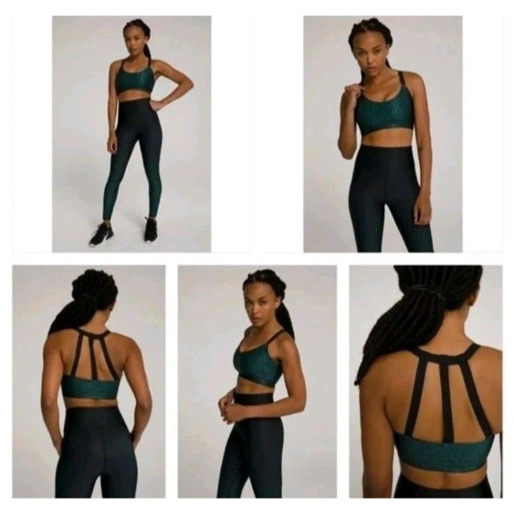 Good American Double Knit Triple Back Strap Bra Emerald Crocs Size 8/5XL NWT